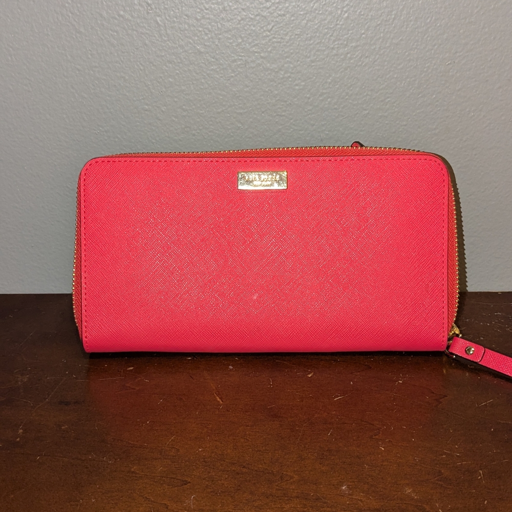 Kate Spade Pink Wallet with Gold Accents